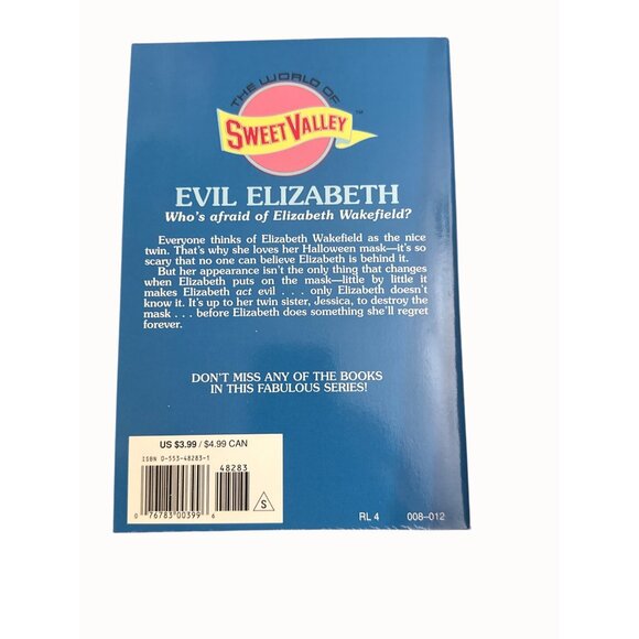 Francine Pascals Sweet Valley Twins Super Chiller Evil Elizabeth Paperback Book - Picture 2 of 4